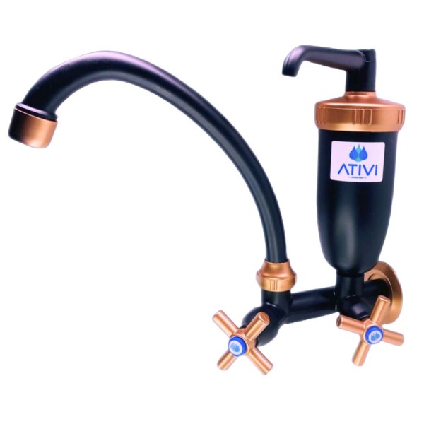 Encontraproduto.com.br - Torneira Com Filtro C36 Giratorio Abs Black/Cobre Ativi