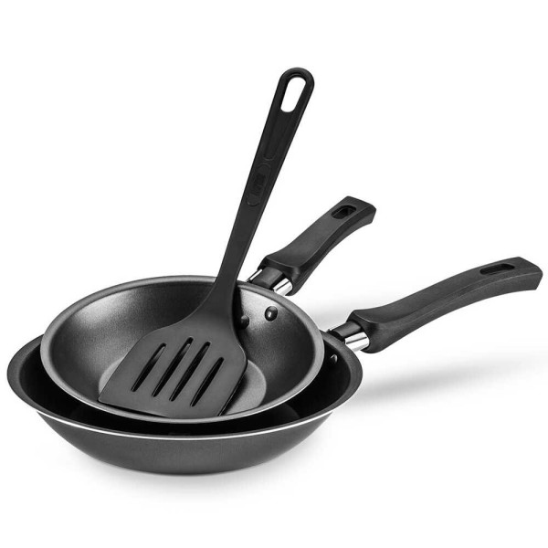 Encontraproduto.com.br - Conjunto De Frigideira Com Espátula Cristal Antiaderente Preto Mta 387