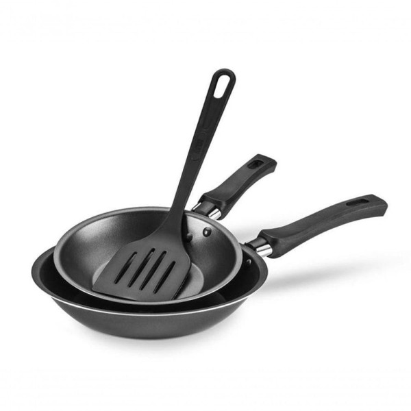 Encontraproduto.com.br - Conjunto De Frigideira Com Espátula Cristal Antiaderente Preto Mta 387