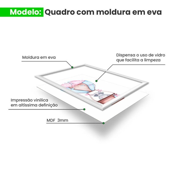 Encontraproduto.com.br - Kit 3 Quadros Decorativos Meu Rodapé Sonhe Alto Elefante e Balão Rosa 24x34