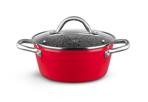 Encontraproduto.com.br - Caçarola MTA Stone-Flon 20cm, Granito, Vermelho - 8431