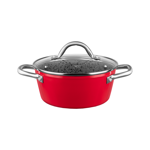 Encontraproduto.com.br - Caçarola MTA Stone-Flon 20cm, Granito, Vermelho - 8431