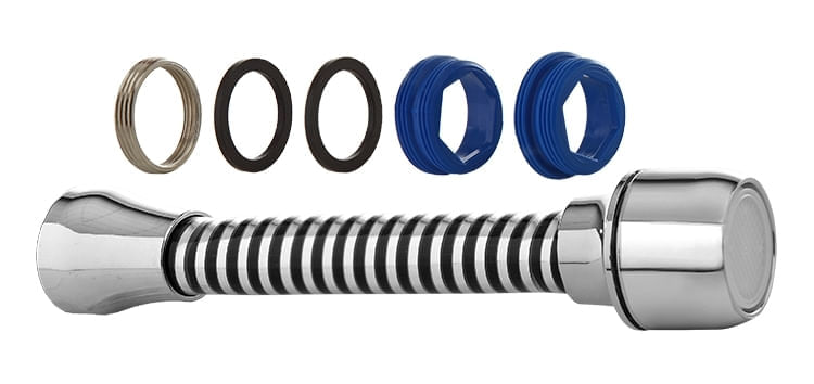 Encontraproduto.com.br - Extensor com arejador para torneiras de rosca padrão de 90mm cromado - blukit