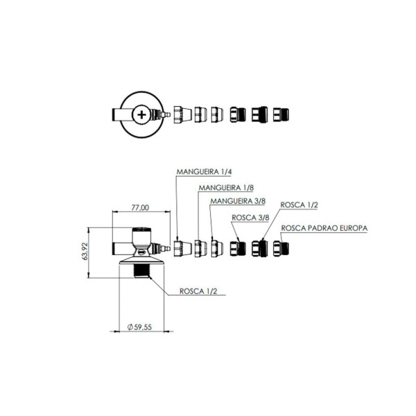 Encontraproduto.com.br - Adaptador para Filtro de Água Parede Metal 6 em 1 com Registro Blukit