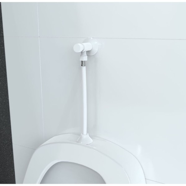 Encontraproduto.com.br - Válvula Para Mictório Branca Com Canopla Flexível 0,30mm Blukit Metal