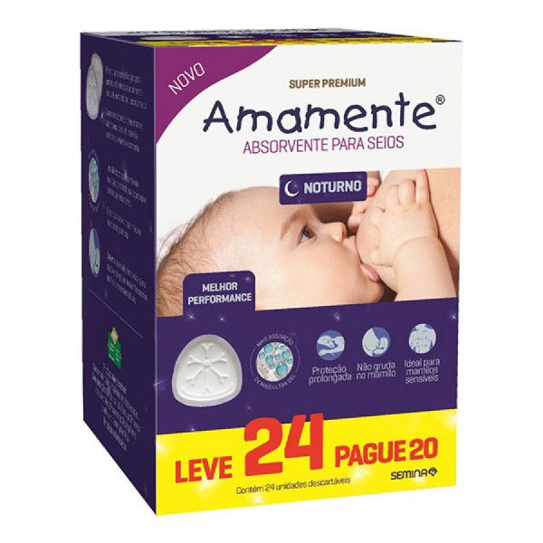 Encontraproduto.com.br - Absorventes p/Seios Amamente Super Premium Noturno Lv24 Pg20