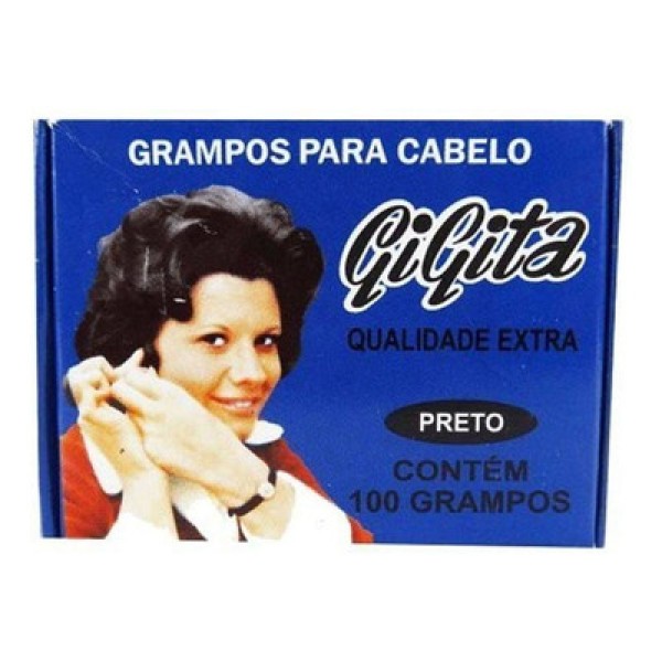 Grampo Para Cabelo Gigita Preto N.7  100 Un