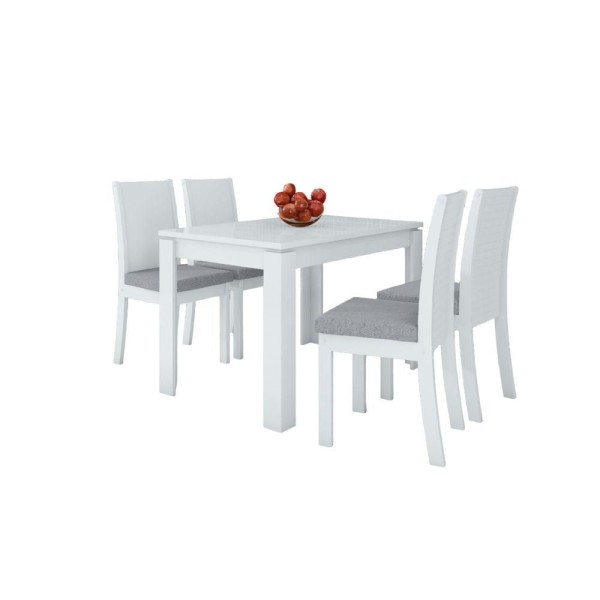 Kit Sala De Jantar Mesa 120cm 4 Cadeiras Neve