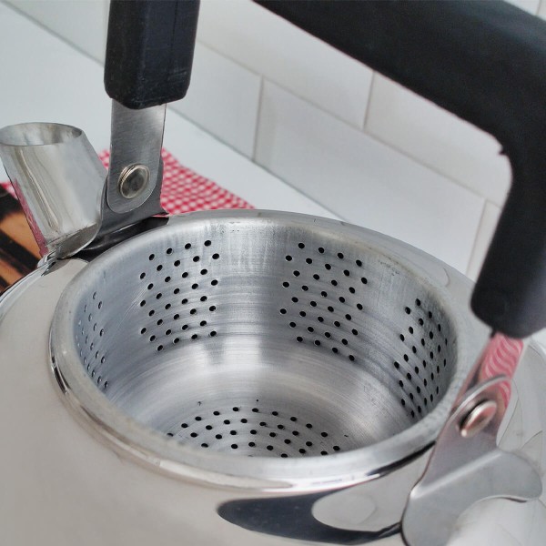 Encontraproduto.com.br - Chaleira Pequena Inox Com Coador Para Chá 1l Alça Articulável Zanella