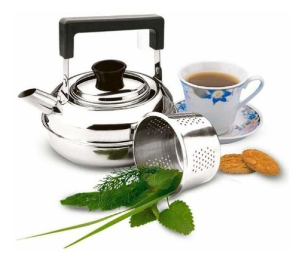 Encontraproduto.com.br - Chaleira Pequena Inox Com Coador Para Chá 1l Alça Articulável Zanella