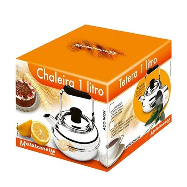 Encontraproduto.com.br - Chaleira Pequena Inox Com Coador Para Chá 1l Alça Articulável Zanella