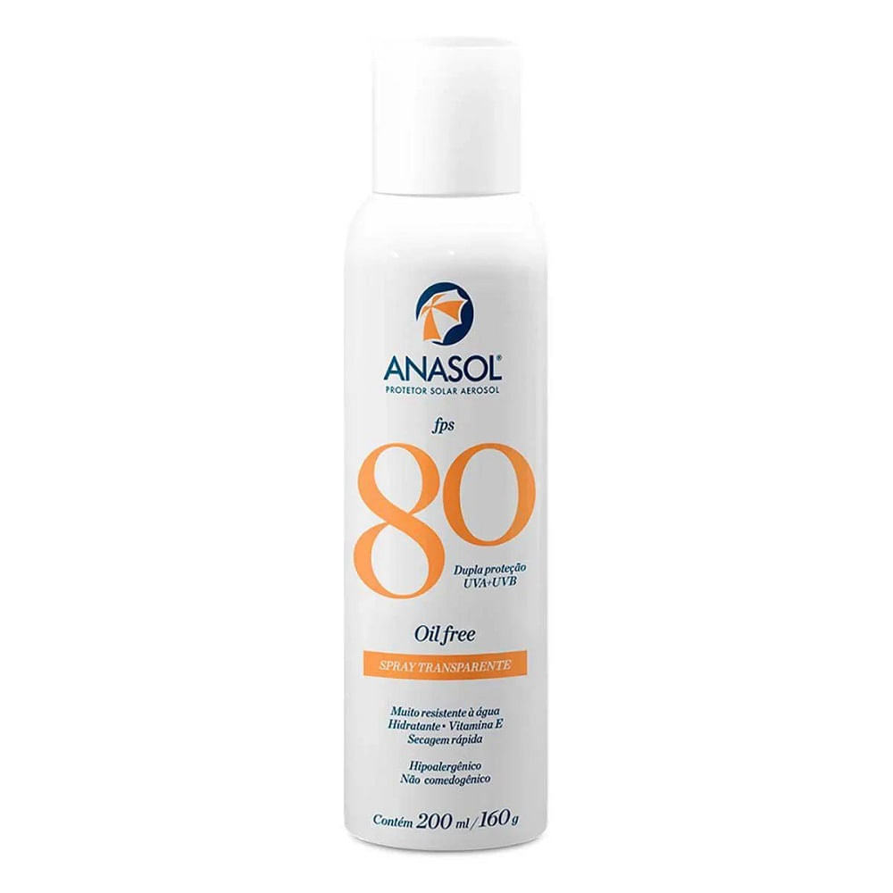 Encontraproduto.com.br - Protetor Solar Anasol Spray Transparente FPS80 200mL
