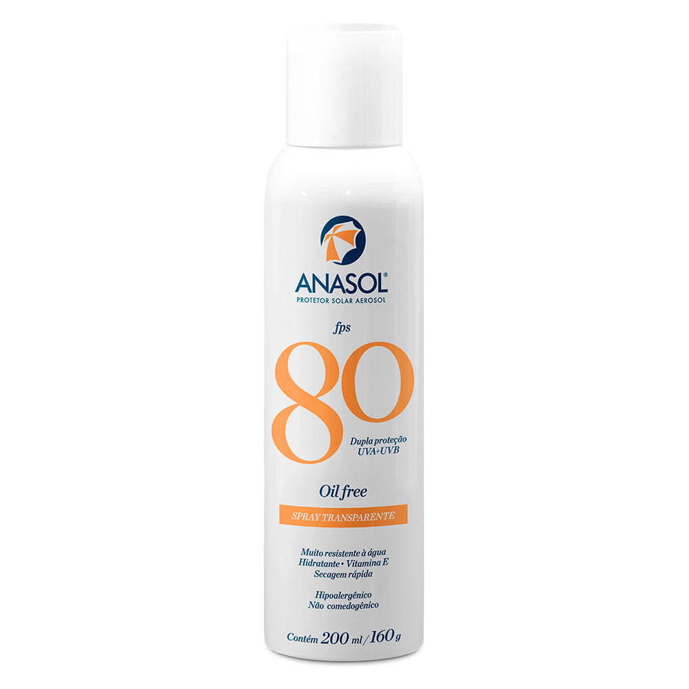 Encontraproduto.com.br - Protetor Solar Anasol Spray Transparente FPS80 200mL