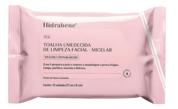 Toalha Micelar Hidrabene -  com 25 Unidades