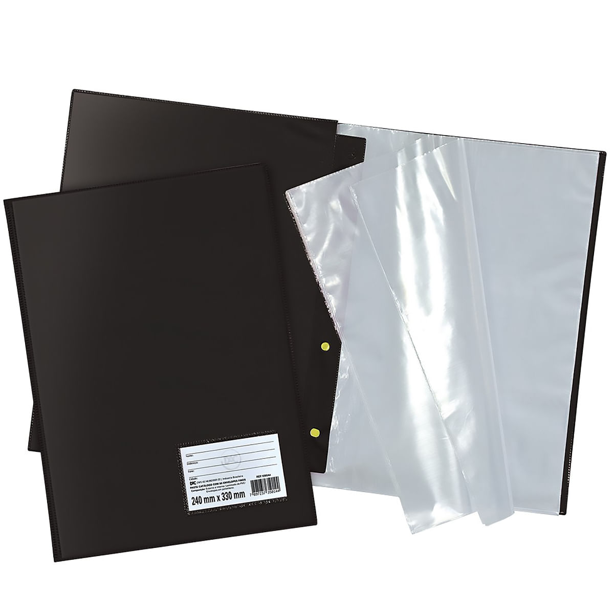 Encontraproduto.com.br - Pasta Catálogo Capa Plástica Com Visor 50 Envelopes