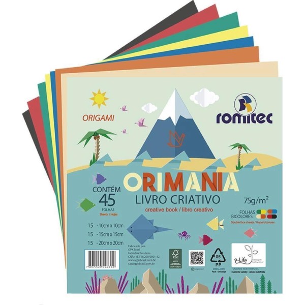 Encontraproduto.com.br - Bloco Atividades Orimania E Dobradura 20x20mm 45 Folhas 75g Romitec