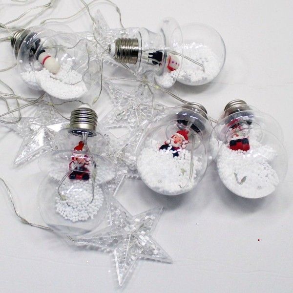 Encontraproduto.com.br - Varal Pisca Decoração Bolas E Estrelas Natal Leds Amarelo 3m