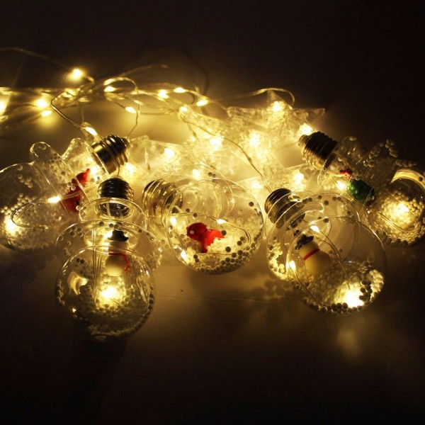 Encontraproduto.com.br - Varal Pisca Decoração Bolas E Estrelas Natal Leds Amarelo 3m