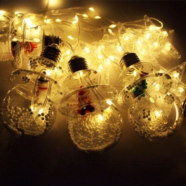 Encontraproduto.com.br - Varal Pisca Decoração Bolas E Estrelas Natal Leds Amarelo 3m