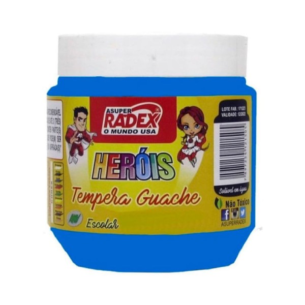 Encontraproduto.com.br - Tinta Guache Neon Asuper 220ml Azul - Radex
