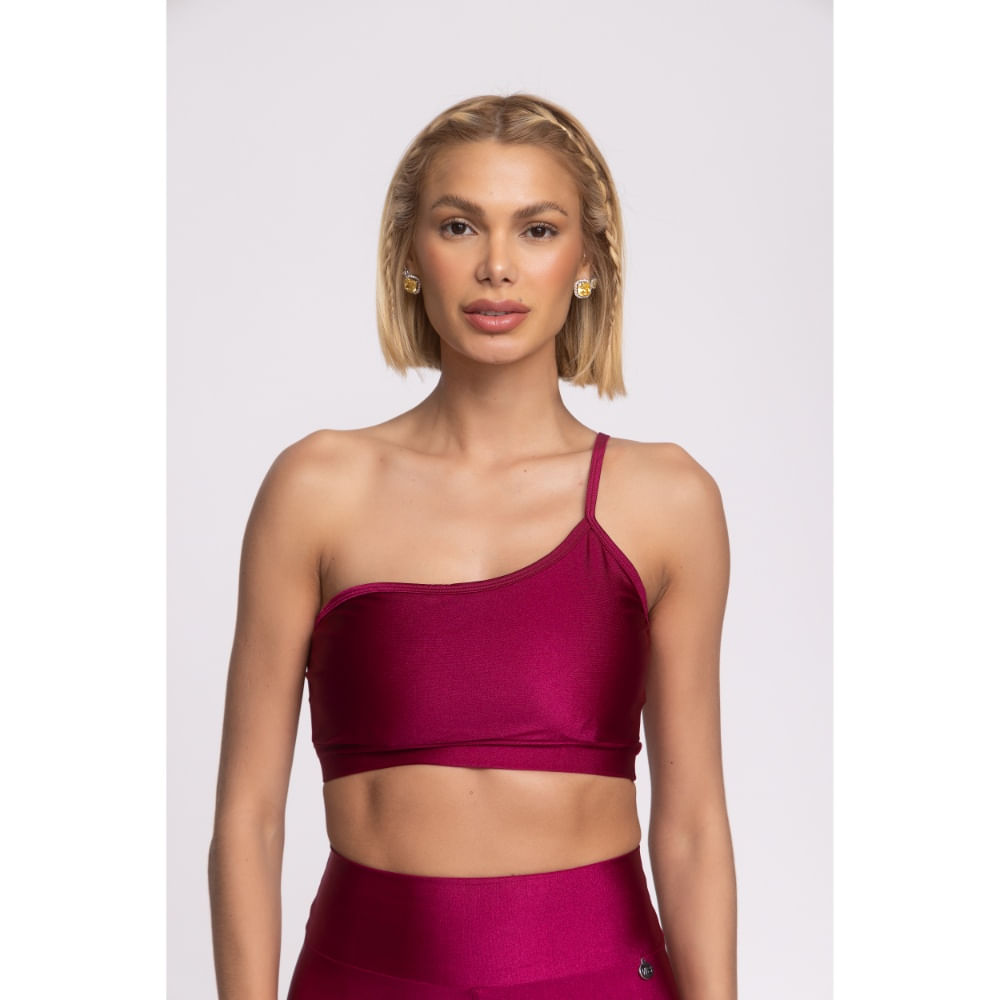 Top Fitness Feminino Ombro Único Magenta