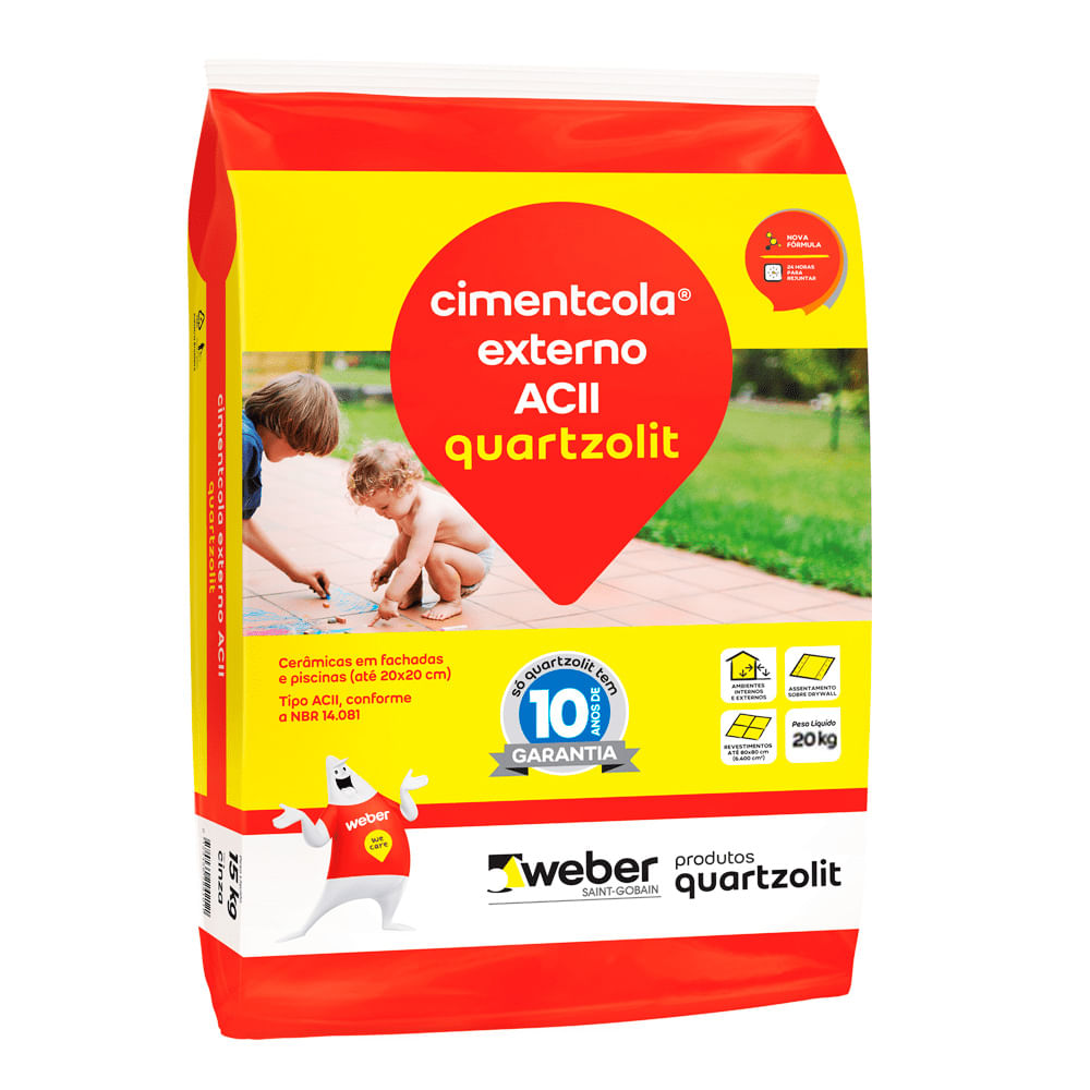 Encontraproduto.com.br - Argamassa AC-II Uso Externo Cinza (Saco 20kg) - WEBER QUARTZOLIT