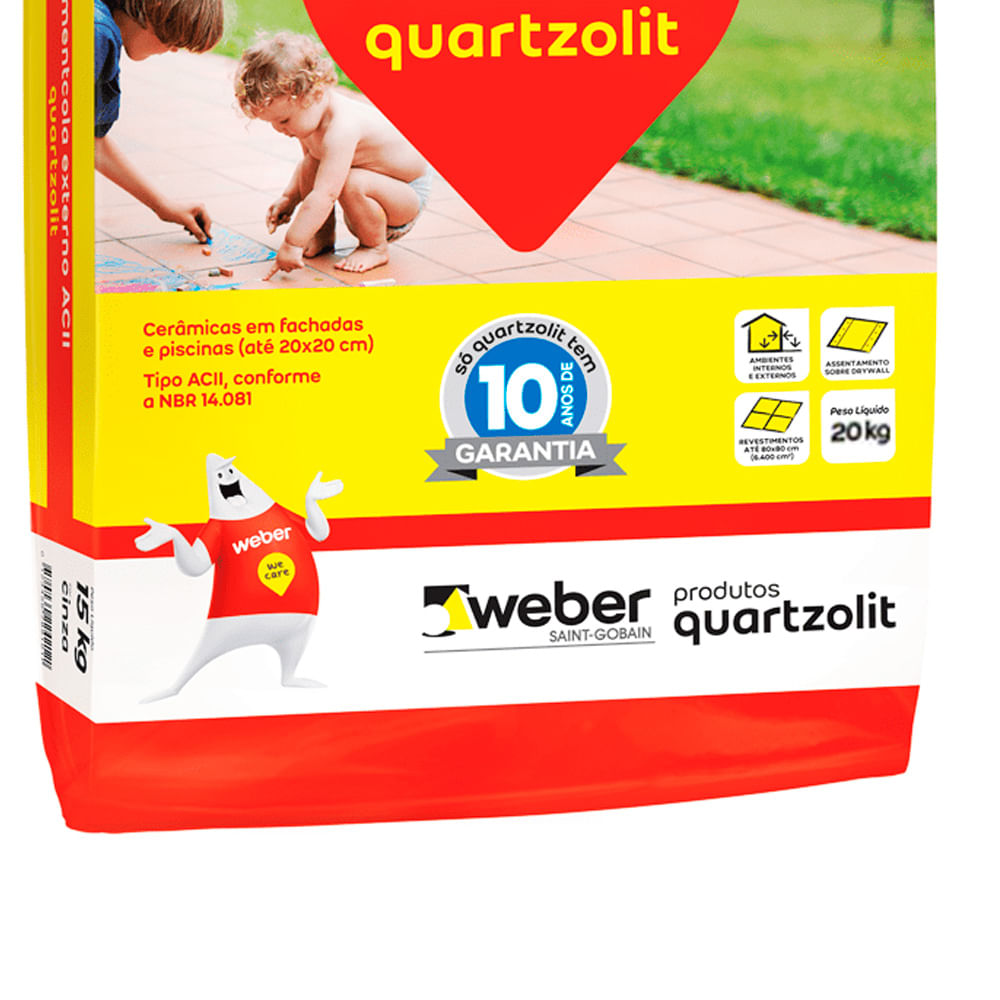 Encontraproduto.com.br - Argamassa AC-II Uso Externo Cinza (Saco 20kg) - WEBER QUARTZOLIT