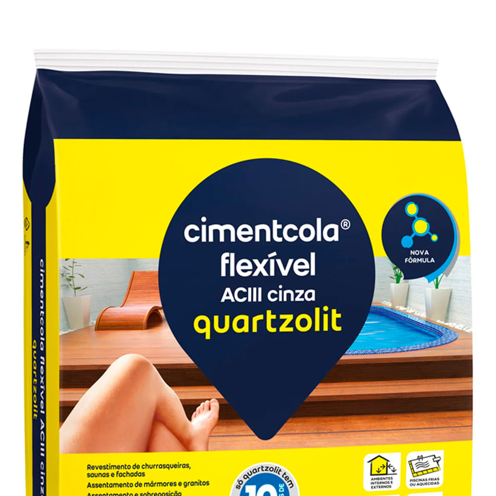 Encontraproduto.com.br - Argamassa Cimentcola Flexível Cinza 20KG Quartzolit