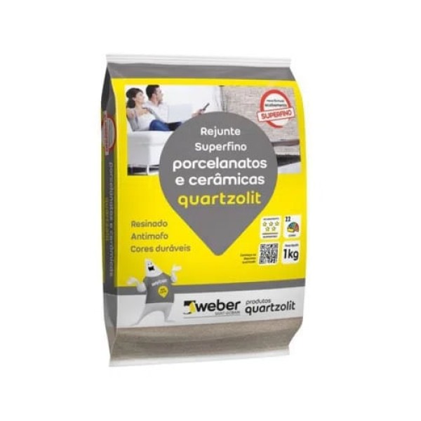 Encontraproduto.com.br - Rejunte Para Porcelanatos e Cerâmicas Cinza Artico 1KG Quartzolit