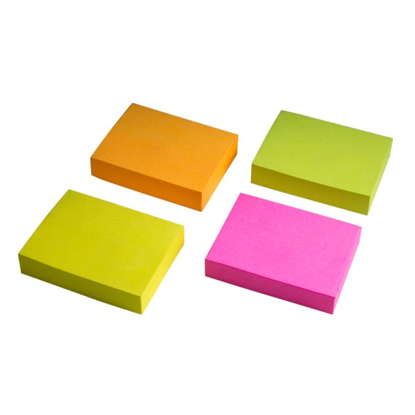 Encontraproduto.com.br - Bloco Adesivo Jocar Office Colorido 4 Unidades 100 Folhas Com 38x50mm Cada