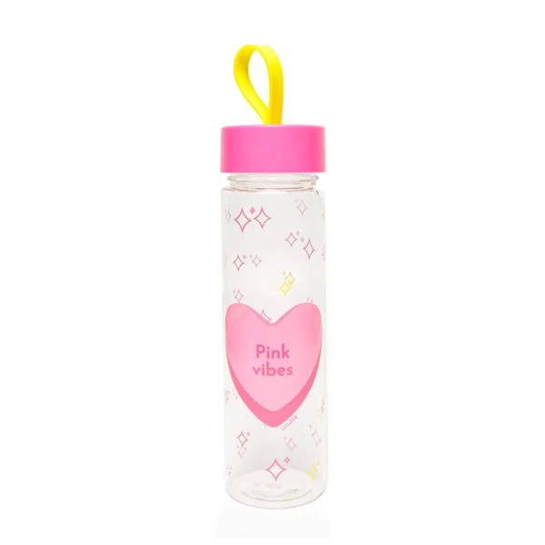 Encontraproduto.com.br - Garrafa Plástica Transparente - Leoarte - Pink Vibes 500ml