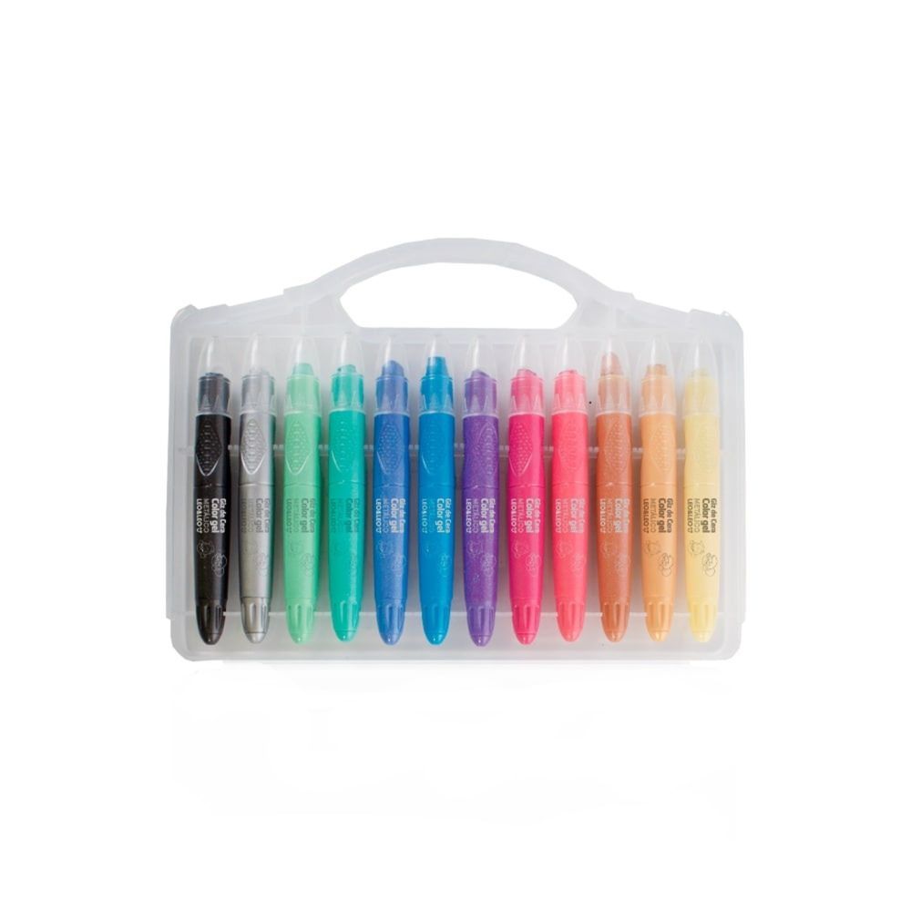 Encontraproduto.com.br - Giz De Cera Color Gel Leo&leo Metálico - Maleta Com 12 Cores