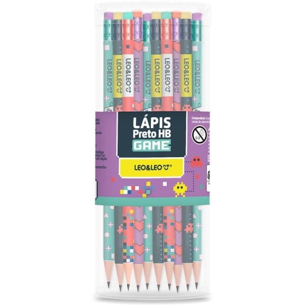 Encontraproduto.com.br - Lapis Preto Redondo Decorado Game Hb C-borracha (s)