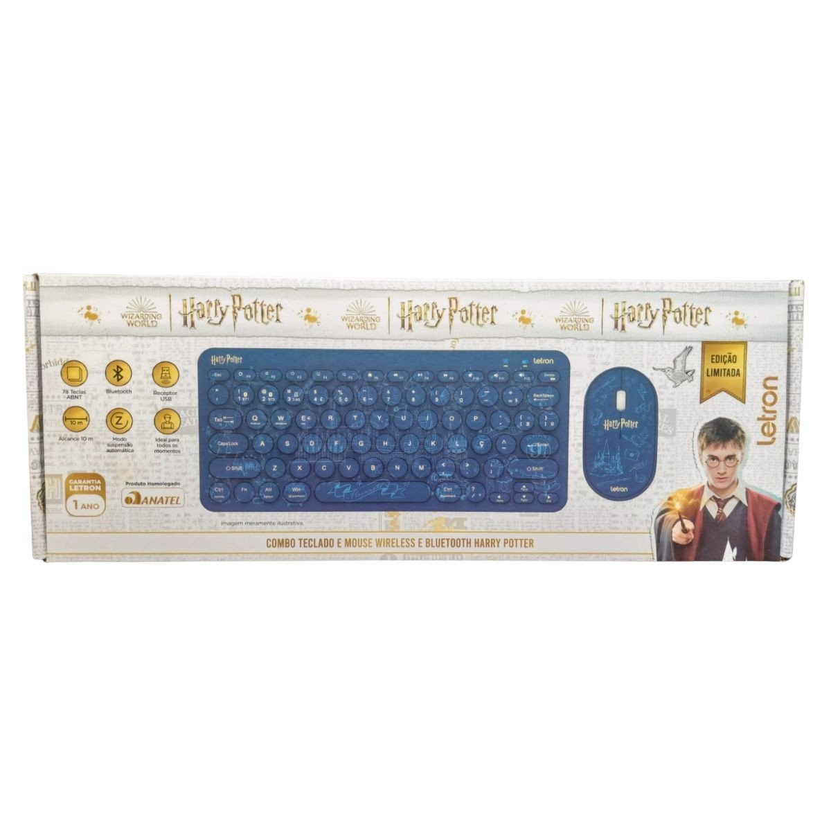 Encontraproduto.com.br - Combo Teclado E Mouse Wireless Letron E Bluetooth Harry Potter (MP)