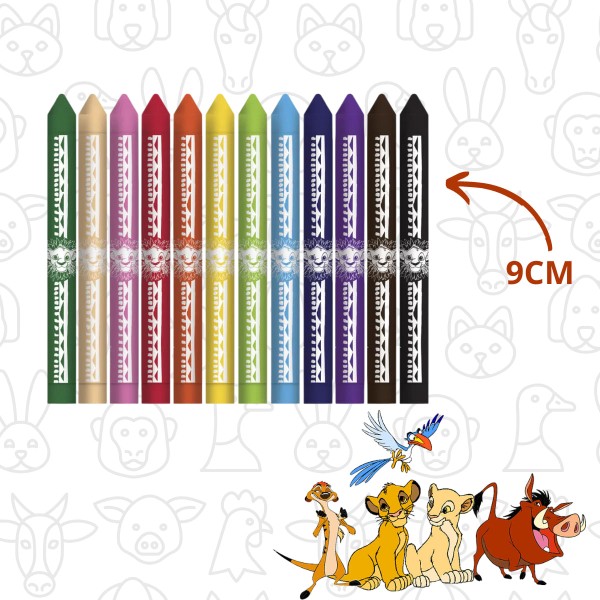 Encontraproduto.com.br - GIZ DE CERA INFANTIL REI LEAO CAIXA COM 12 CORES - LEO&LEO