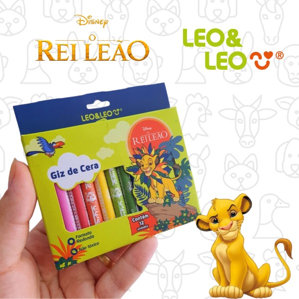 Encontraproduto.com.br - GIZ DE CERA INFANTIL REI LEAO CAIXA COM 12 CORES - LEO&LEO