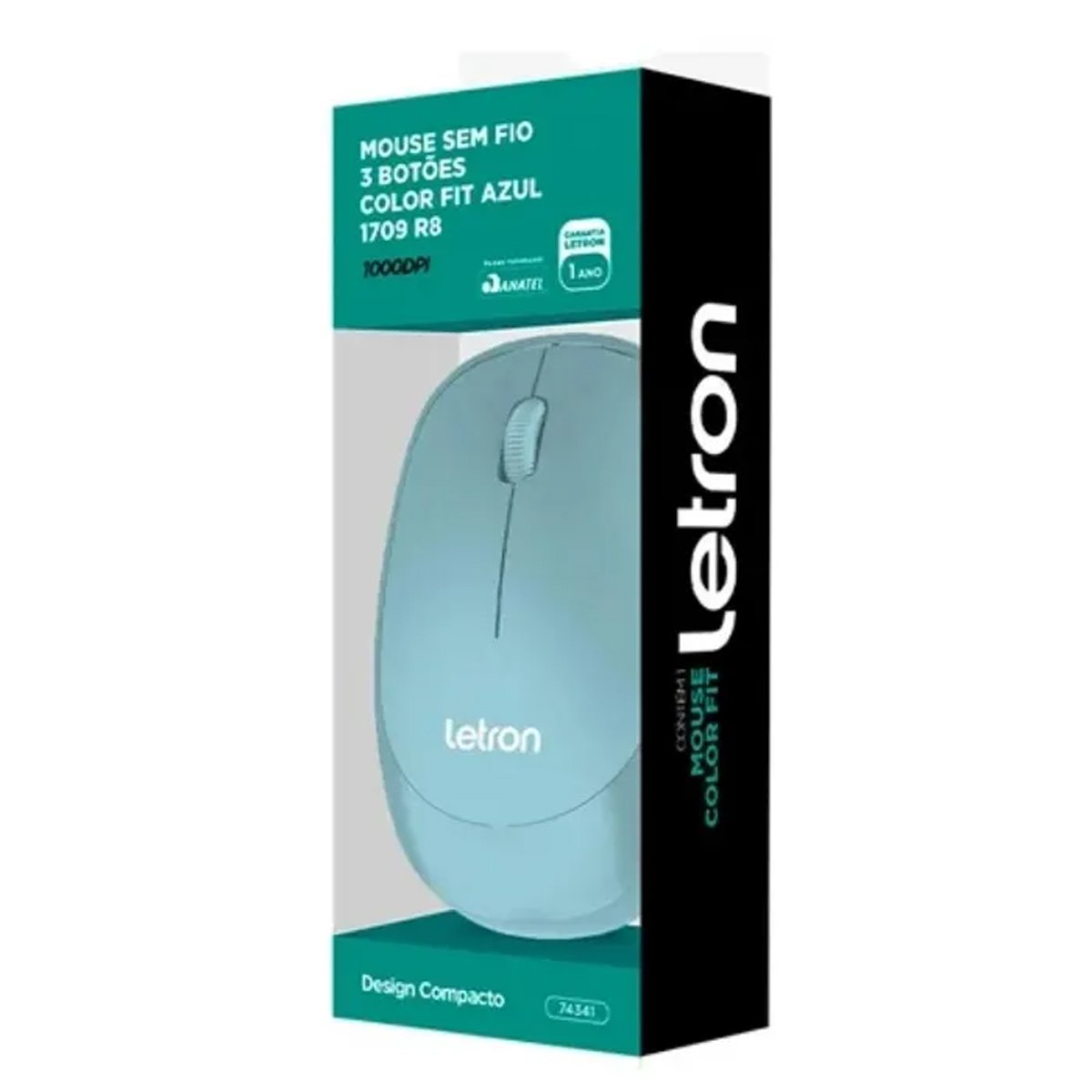 Encontraproduto.com.br - Mouse Sem Fio Letron R8 1709, Compacto Com 3 Botões e Azul