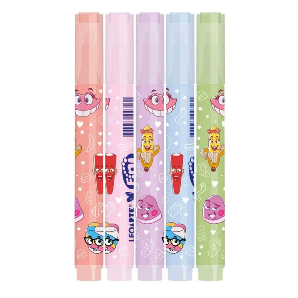 Encontraproduto.com.br - Marcador de Texto Fini 5 Cores Com Cheiro Leonora