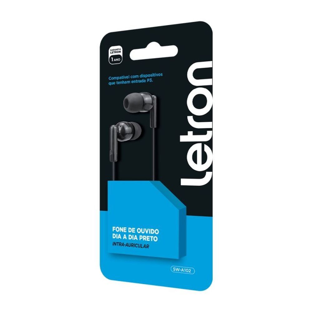 Encontraproduto.com.br - Fone De Ouvido P2 Letron Dia A Dia Preto Intra Auricular Com