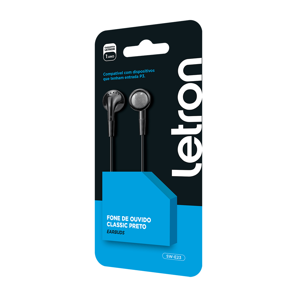 Encontraproduto.com.br - Fone De Ouvido P2 Letron Classic Preto Earbuds Com Fio E Mic