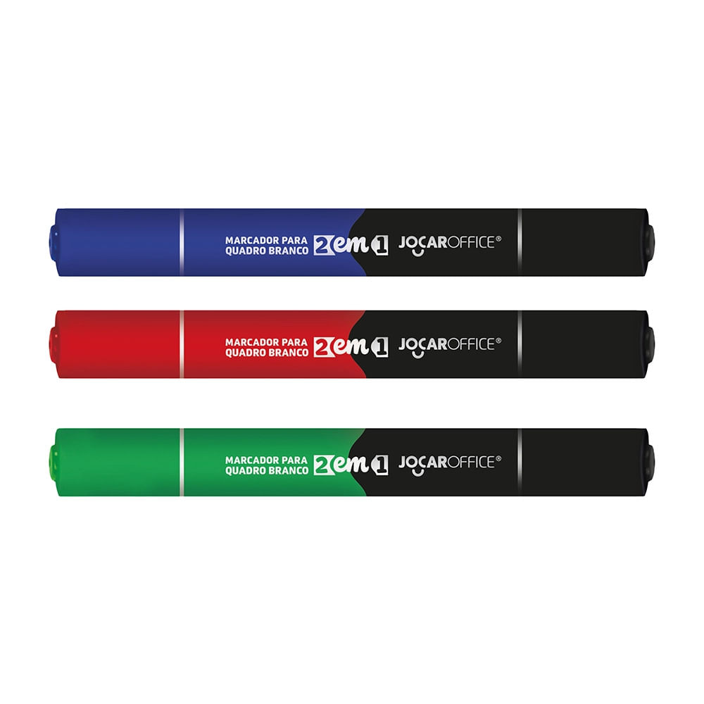 Encontraproduto.com.br - Marcador Para Quadro Branco 2 Em 1 Blister Com 3 Unidades Jocar Office (MP)
