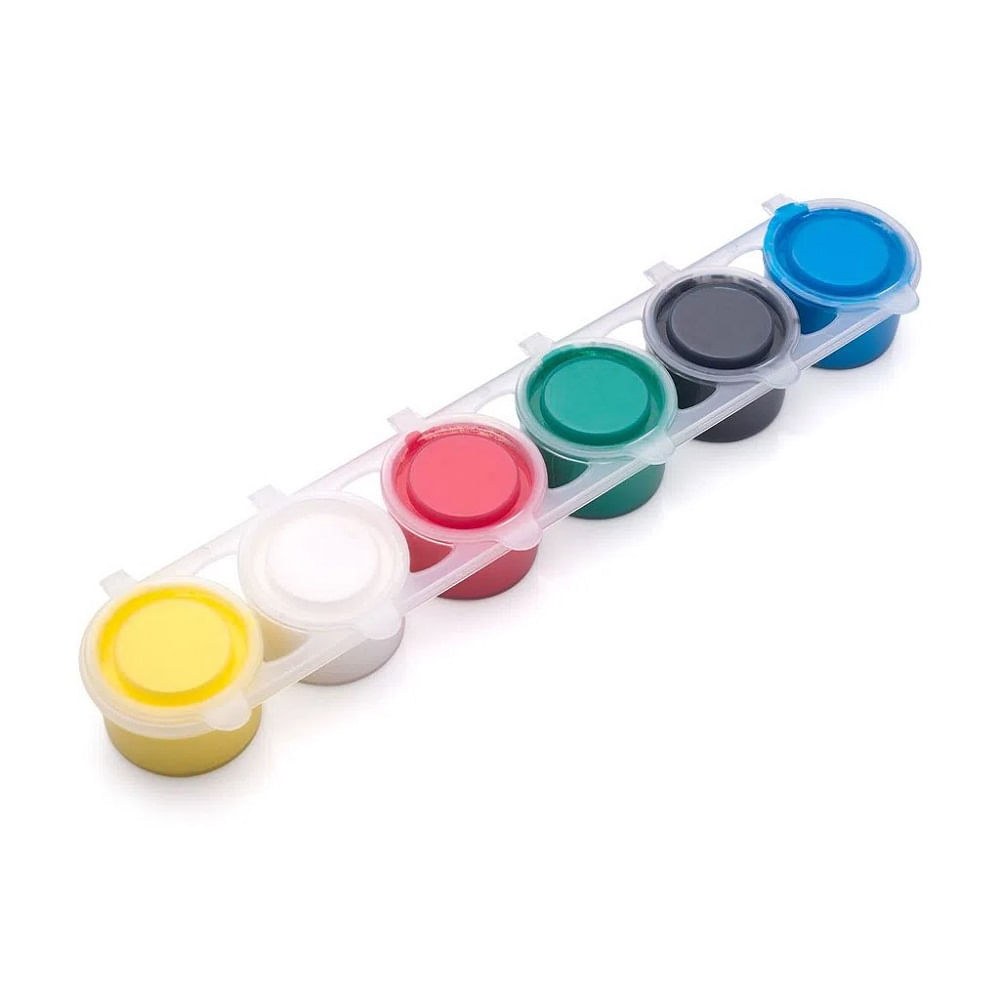 Encontraproduto.com.br - Tinta Guache Escolar com 6 Cores 15ml Leonora