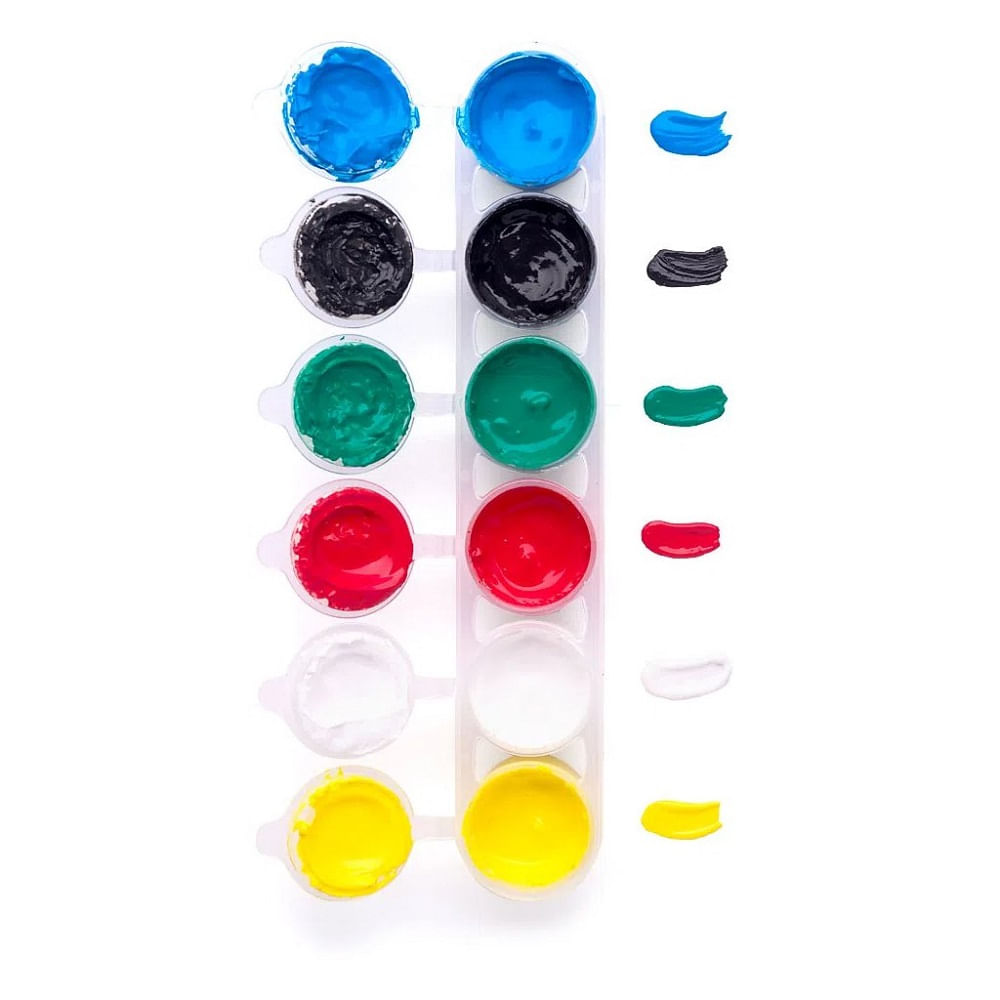Encontraproduto.com.br - Tinta Guache Escolar com 6 Cores 15ml Leonora