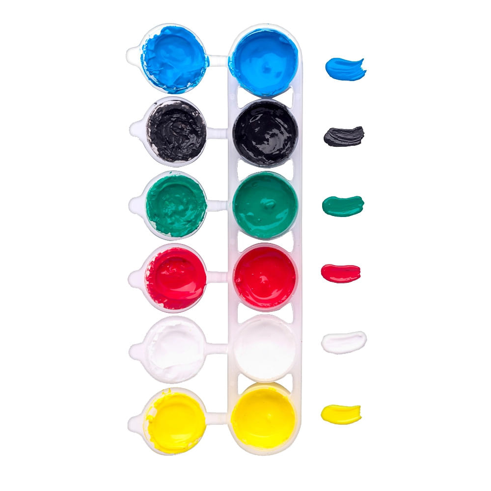Encontraproduto.com.br - Tinta Guache Escolar com 6 Cores 15ml Leonora