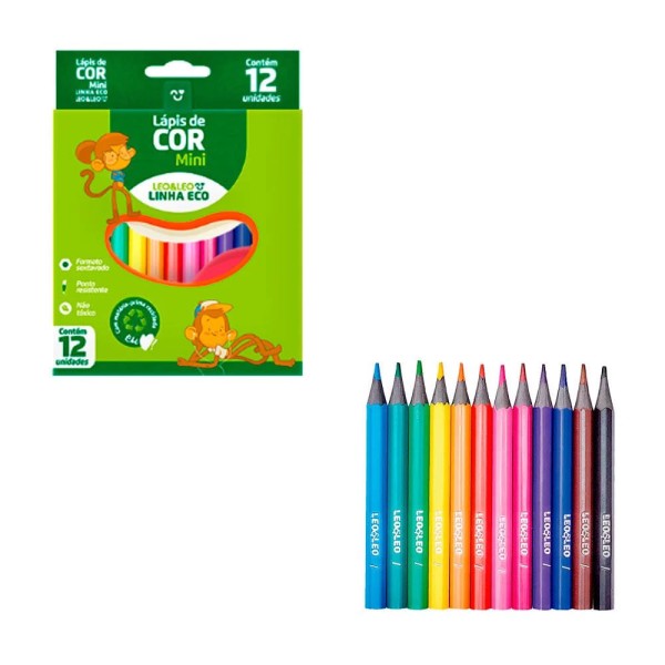 Encontraproduto.com.br - Lápis De Cor Mini Com 12 Unidades Leo&Leo