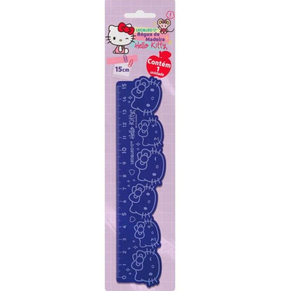 Encontraproduto.com.br - Régua 15cm De Madeira Hello Kitty