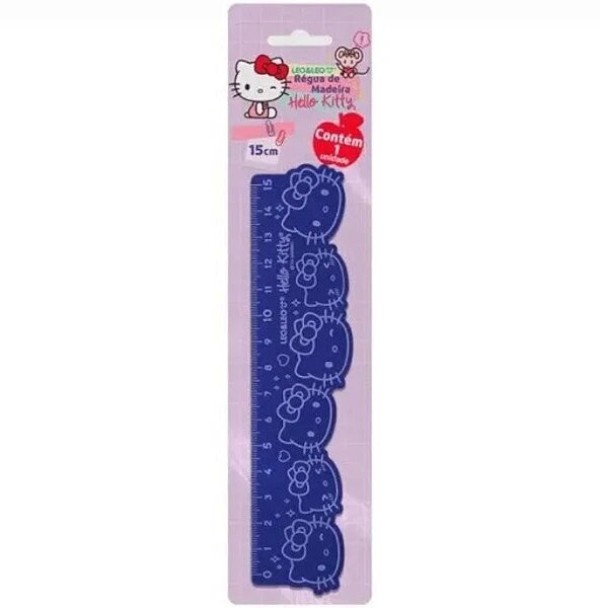Encontraproduto.com.br - Régua 15cm De Madeira Hello Kitty