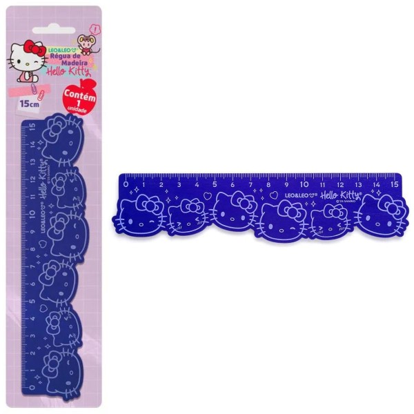 Encontraproduto.com.br - Régua 15cm De Madeira Hello Kitty