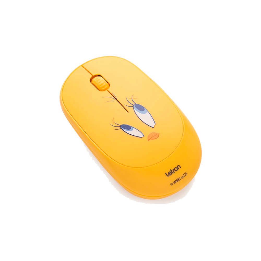 Encontraproduto.com.br - Mouse S/ Fio Piu Piu Amarelo 1000dpi - Letron