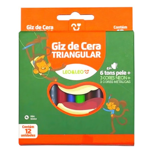 Encontraproduto.com.br - Giz De Cera Triangular 12 Cores